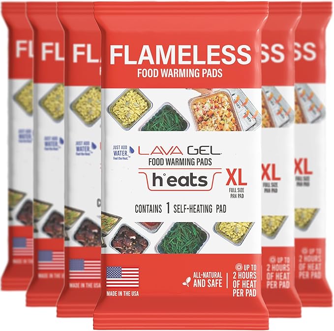 Flameless Food Warming Pads (6 Pack) - Food Warmers for Parties Buffet Disposable - Party Buffet Servers and Warmers for Full Size Pans - Heating Pads for Chafing Dish- Must-Have Catering Supplies