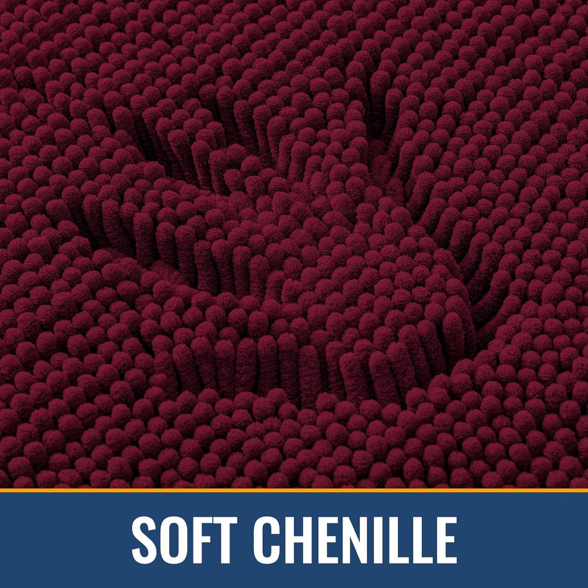 Arotive Bathroom Rugs 47x24, Extra Soft Absorbent Shaggy Chenille Bath Rugs, Machine Washable Rubber Backing Non-Slip Bath Mats for Bathroom Floor Tub and Shower, Home Decor Accessories, Burgundy