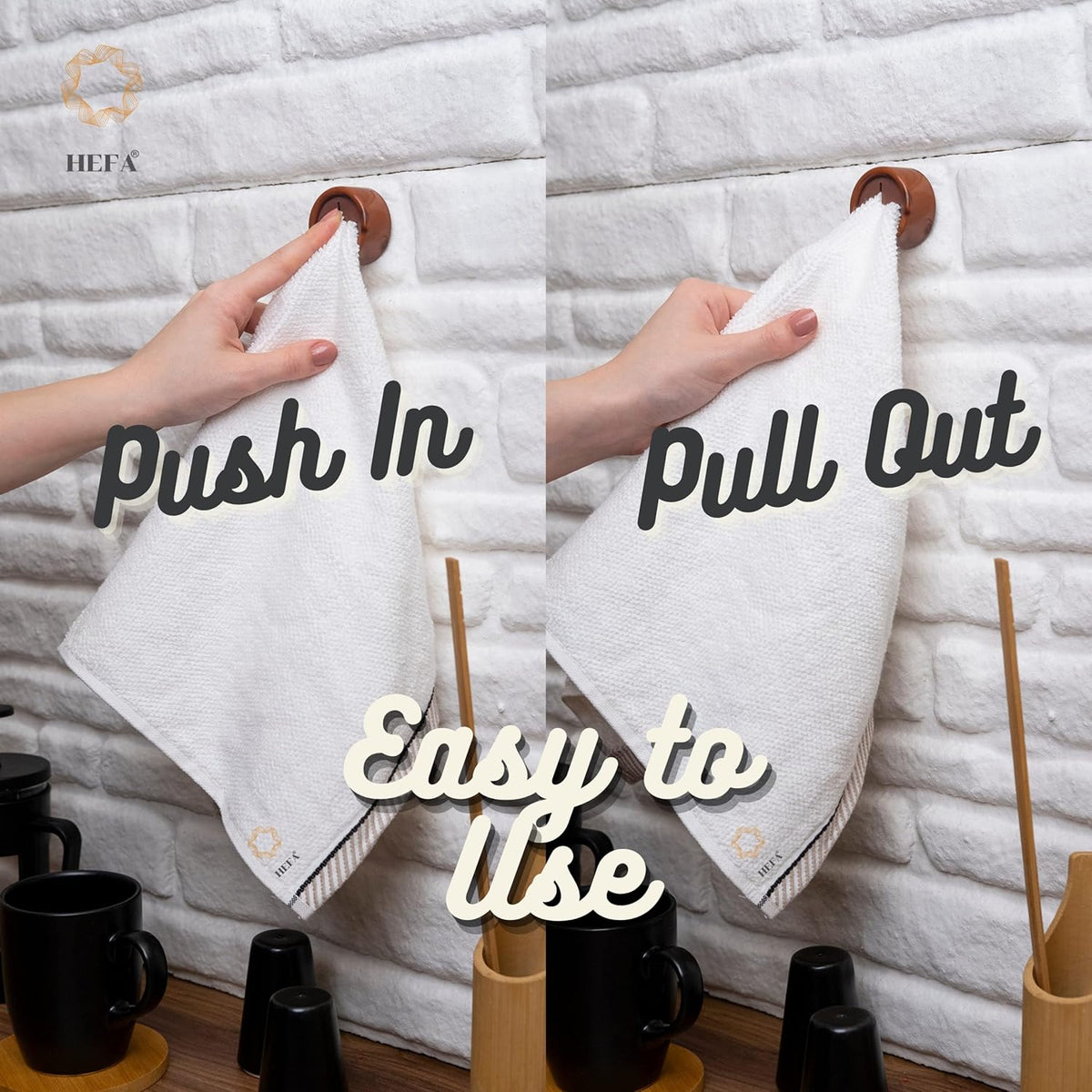 HEFA Towel Holder, Towel Hooks, Dish Towel Holder, Kitchen Organization, Bathroom Accesories, Kitchen Towel Hook, Kitchen Towel Holder, Christmas Gift, Kitchen Gadgets 4 Pack