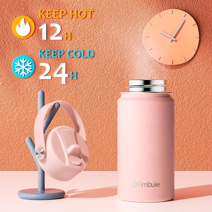 Fimibuke Kids Insulated Water Bottle, 14oz BPA FREE Double Wall Vacuum Tumbler 18/8 Stainless Steel Leak Proof Kids Cups with Straw Metal Water Bottle for School Boys Girls (2 Pack, Milky Pastel)