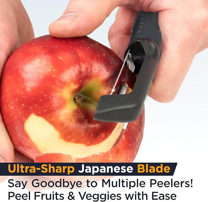 Deiss PRO Swivel Vegetable Peeler - Sharp Japan Stainless Steel Peeler With Easy Non-Slip Hand Grip, Potato Peelers For Kitchen, Fruit, Carrot, Apple, Veggie, Kiwi, Durable, Dishwasher Safe