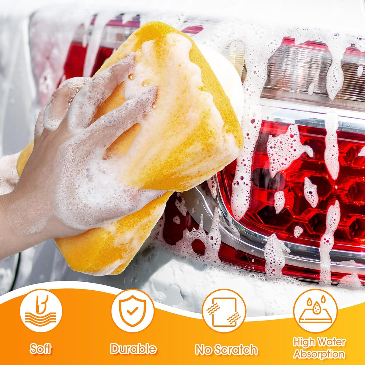 Tioncy 84 Pcs Large Sponges Bulk 7.5 x 5.5 x 1.9 Inch Grouting Car Wash Foam Cleaning and Washing Sponge Commercial Foam Large All Purpose for Cleaning Dishes Car Tile Bike (Yellow)