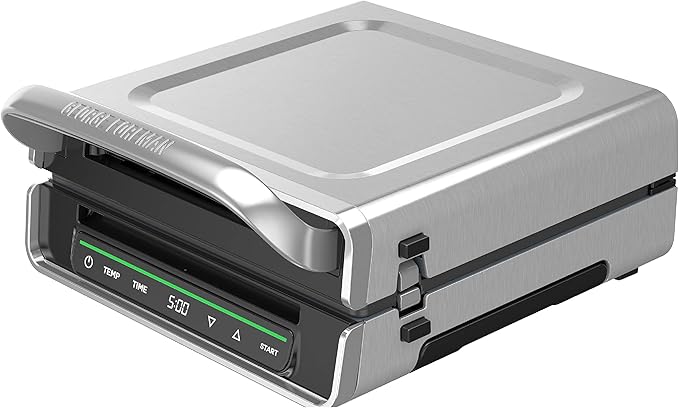 George Foreman Smokeless - Digital Smart Select, Family Size (4-6 Servings), Stainless Steel, GRD6090B
