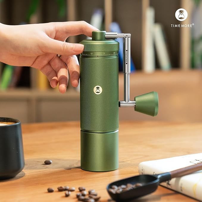 Timemore S3 Manual Coffee Grinder - External Adjustment with Stainless Steel Patented Burr | Hand Coffee Grinder Hign Presicion | Premium Timemore Grinder Chestnut S3, Green