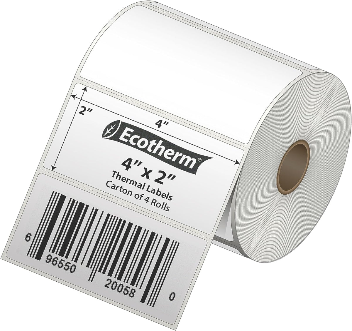 4" x 2" Thermal Labels | 4 Rolls | 3040 Labels | fits Zebra, Munbyn, Rollo, Godex, Arkscan, iDPRT, Offnova Thermal Label Printers and More | Blank White Adhesive Stickers by Ecotherm