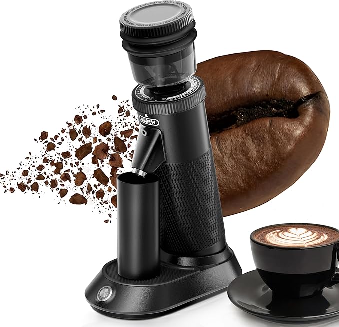 HIBREW G5 Single-Dose Espresso Grinder with Conical Burr, Magnetic Dosing Cup, Metal Housing, Dual-Speed Adjustment, 36-Step Micro Grind Settings - for Espresso Moka Pots & Drip Coffee (Graphite)