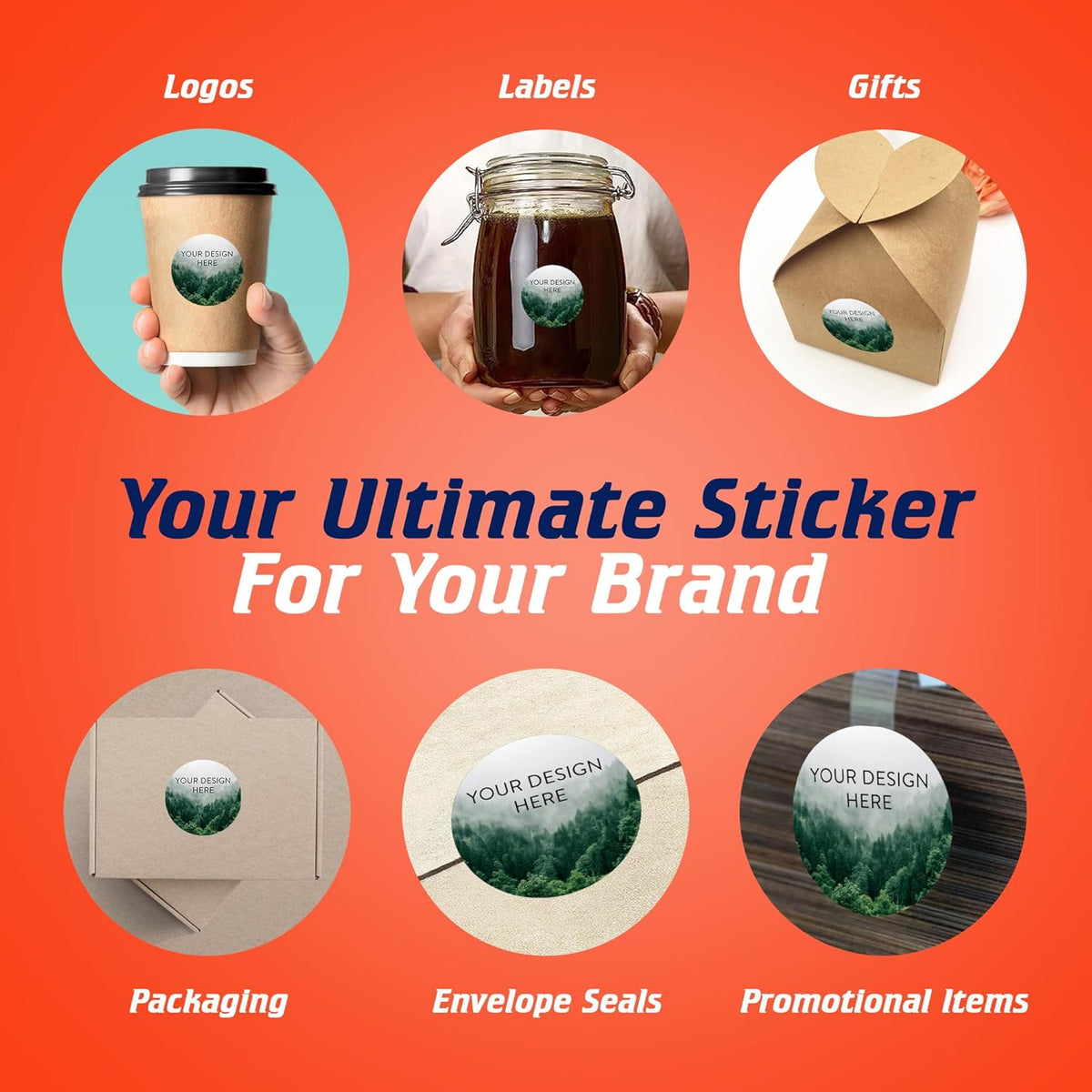 100 Custom Vinyl Stickers - Upload Your own Image, Text, Design, Logo - Personalized Logo Labels for Handmade, Packaging, Bottle, Jars, Candle, Brand Stickers (Foggy Valley, 1.5x1.5)