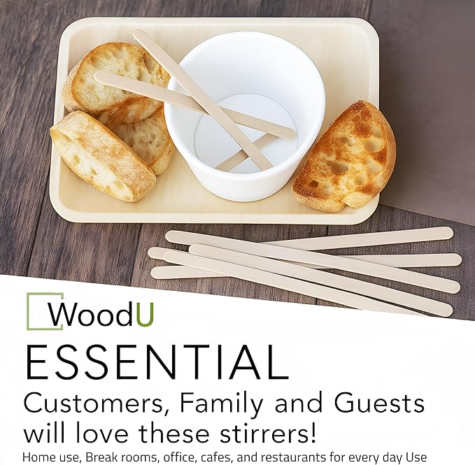7" Wooden Coffee Stir Sticks - Sustainable Round-End Coffee Stirrers - 1000 Pcs Cocktail Stirrer