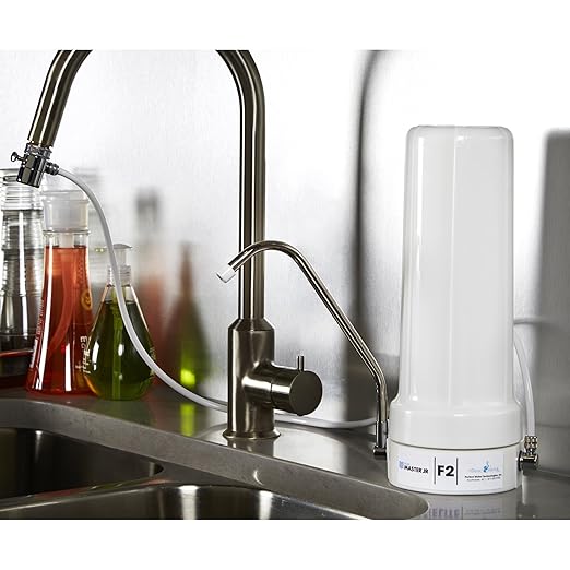 Home Master TMJRF2 Jr F2 Multi-Stage Countertop Water Filter System, 500 gallon Replaceable, Filters Fluoride Chlorine Chemicals Pesticides and more up to 93%