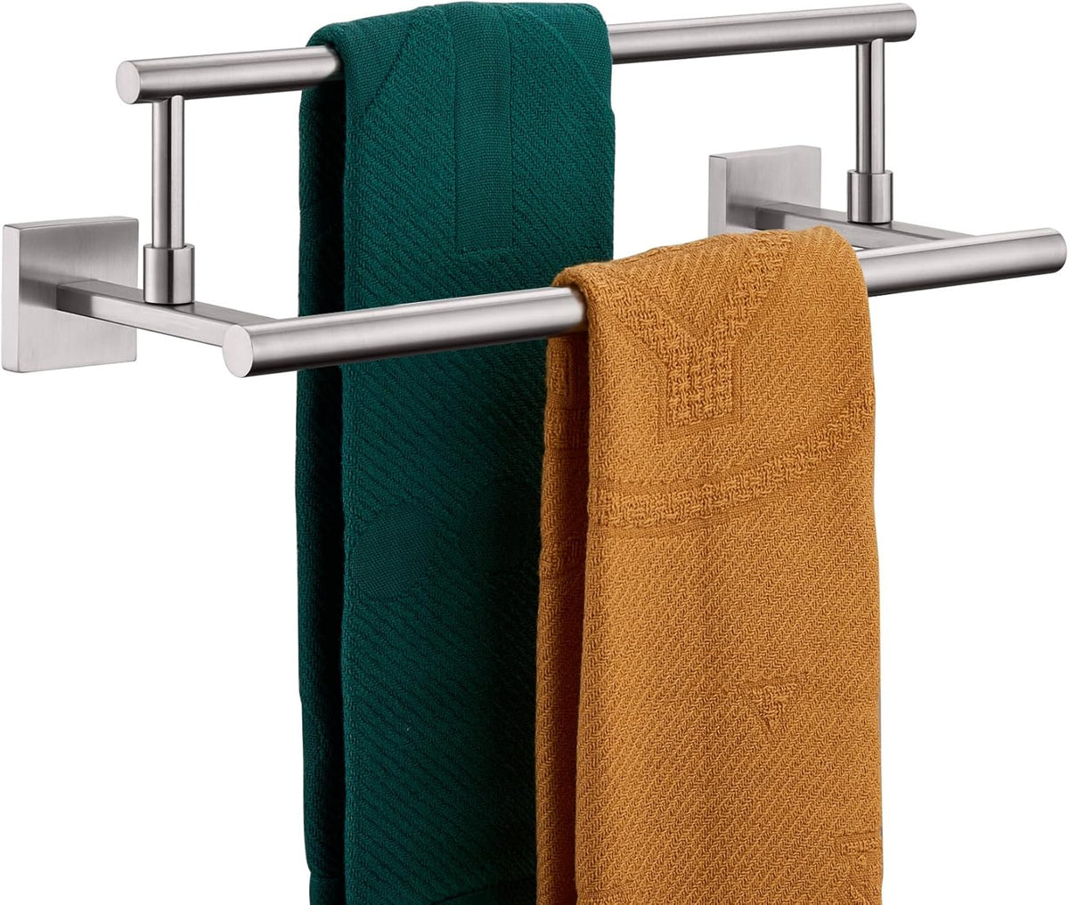 KOKOSIRI Hand Towel Holder Brushed Nickel Bathroom Rack 16 Inch Double Towel Bars Rails for Bath Toilet Stainless Steel B5009BR-L16