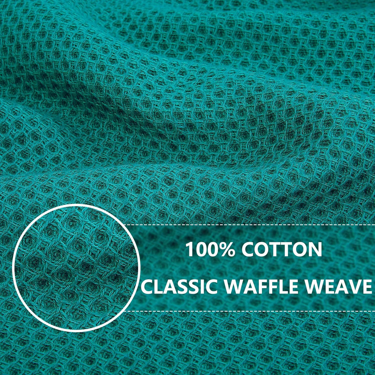 Homaxy 100% Cotton Waffle Weave Kitchen Dish Cloths, Ultra Soft Absorbent Quick Drying Dish Towels, 12 x 12 Inches, 8-Pack, Teal