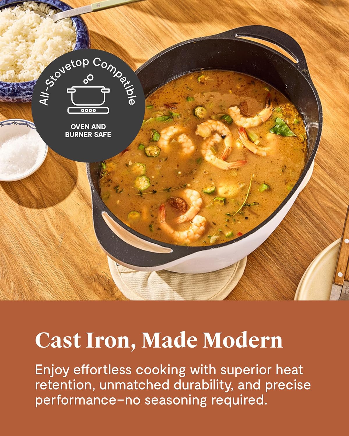 Caraway Enameled Cast Iron Dutch Oven - 8qt Dutch Oven With Lid - 3 Layer Enamel Coating - No Seasoning Required - Compatible With All Stovetops - Oven Safe - No Forever Chemicals - Gray