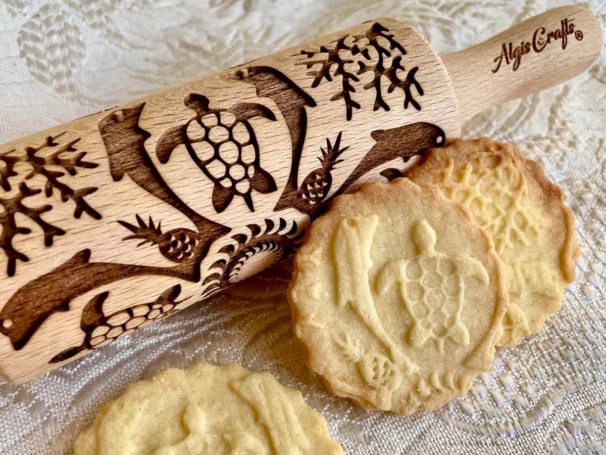 HAWAII 3 KID Rolling Pin SET. Wooden Laser Cut Mini Rolling Pins for cookies, play dough, salt dough by Algis Crafts