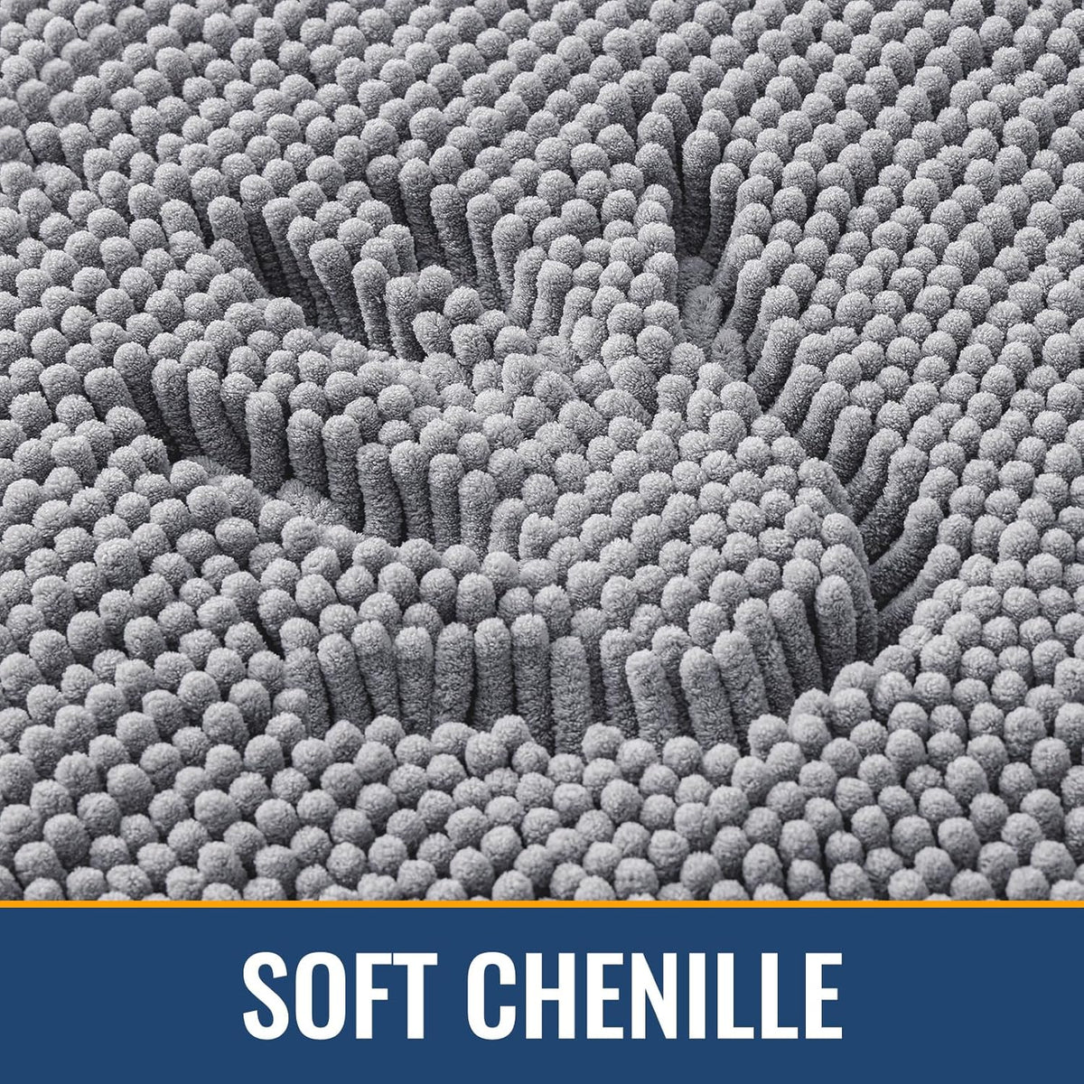 Arotive Bathroom Rugs 34x21, Extra Soft Absorbent Shaggy Chenille Bath Rugs, Machine Washable Rubber Backing Non-Slip Bath Mats for Bathroom Floor Tub and Shower, Home Decor Accessories, Grey