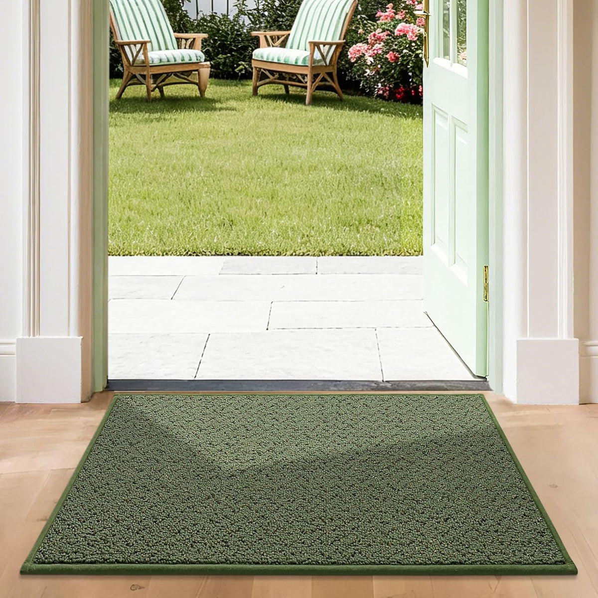 COSY HOMEER-Door-Mat 24"x36" Non Slip Absorbent Entryway Rugs Dirt Trapper Doormats Washable Entrance Mats Low Pile Welcome Floor Mat for Front Back Door and Entry Mats,Green