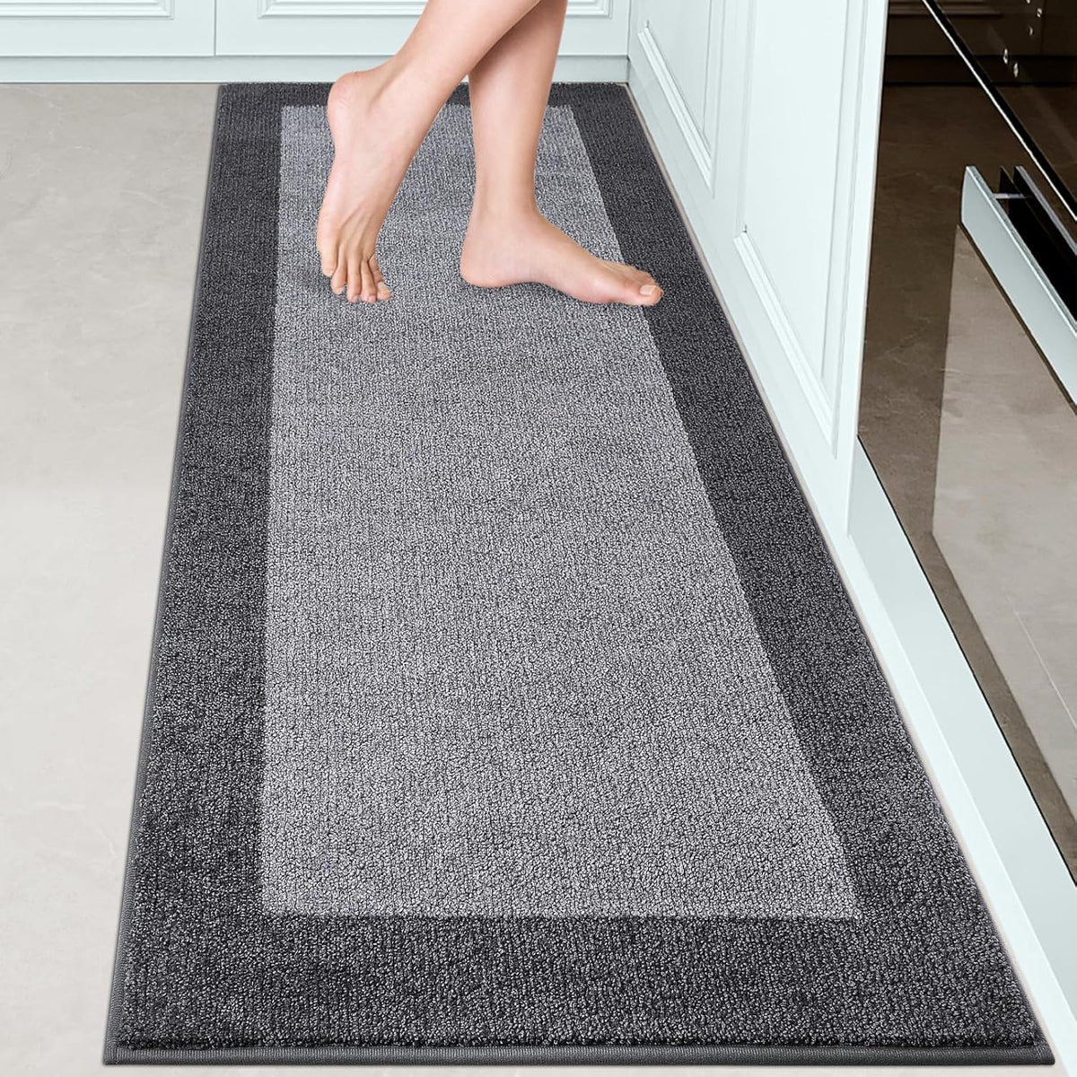 Machine Washable Kitchen Rug 24" x 70", Non Slip Kitchen Mat for Floor, Absorbent Entrance Runner Rug for Bedroom, Hallway, Bathroom, Door (Roll Packing)