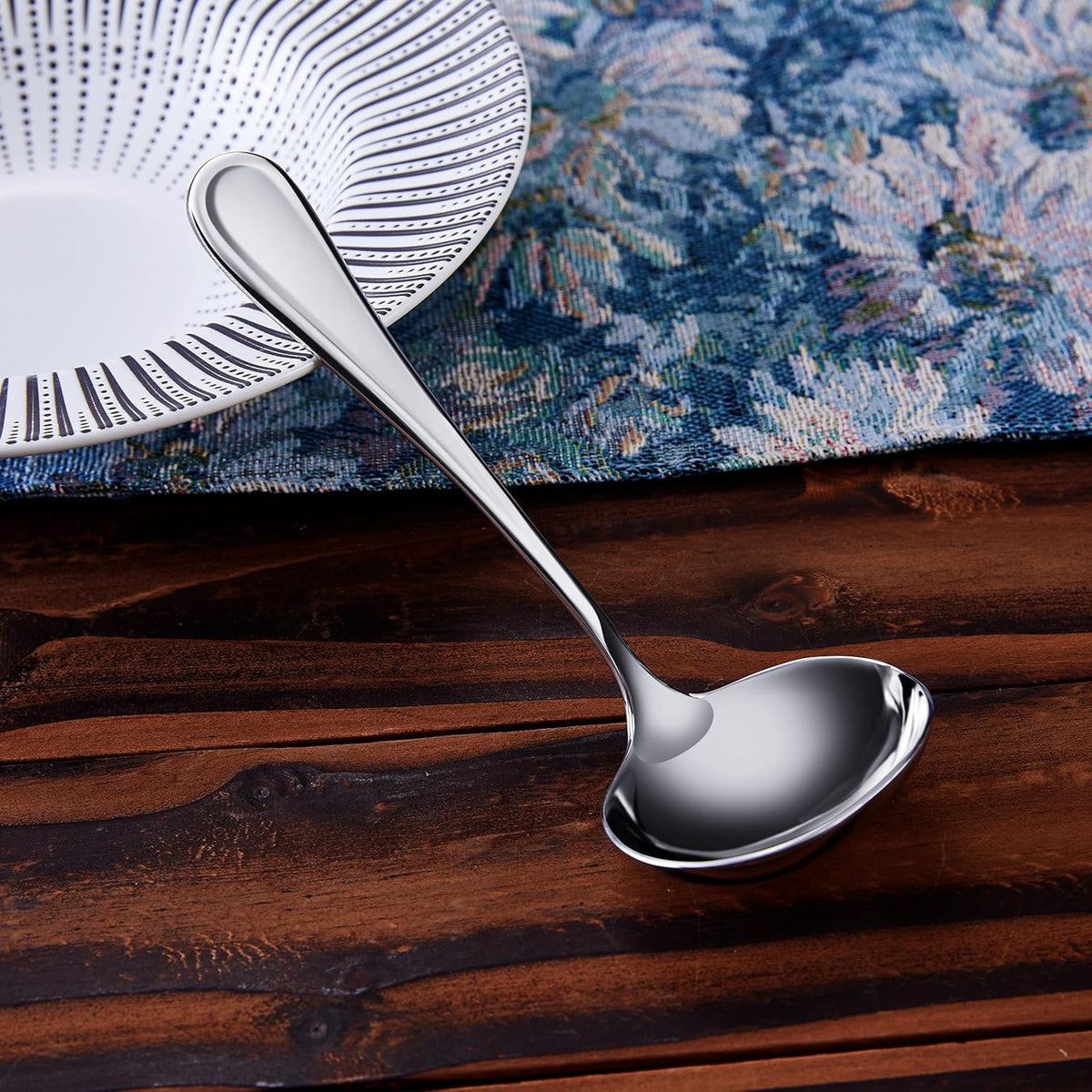 KEAWELL Premium 7.1" Verona Gravy Ladle, 18/10 Stainless Steel, Heavy-Duty with Deep Bowl, High-Polished Finish, Ergonomic Handle for Smooth Pouring, Dishwasher Safe (1, 7.1" Gravy Ladle)