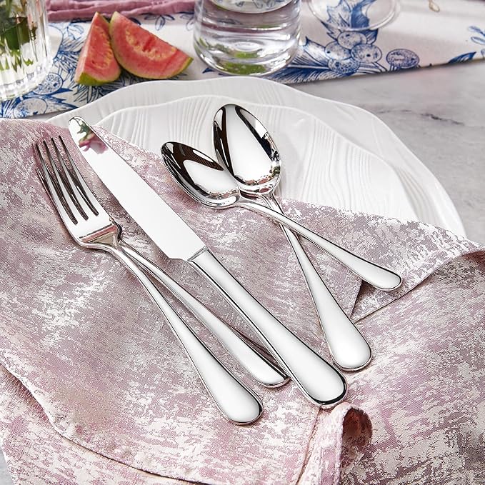 KEAWELL Premium Verona 8-Piece Spoon Set 6.5-Inch – 18/10 Stainless Steel, Heavy-Duty Mirror-Finished Flatware for Daily Meals, Hosting, and Special Occasions (8, Teaspoons)