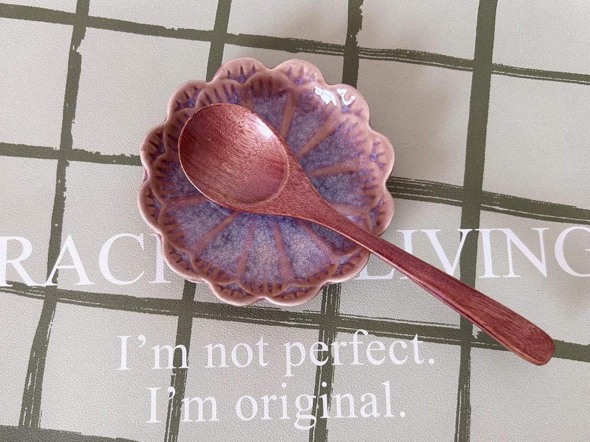 Ceramic Spoon Rest for Stove Top, Flower Cute Spoon Rest for Kitchen Counter, Cooking Spoon Holder for Kitchen Counter, Utensil Rest Spatula Rest Ladle Holder Tong Rest, 1 PC (Retro, Lavender Purple)