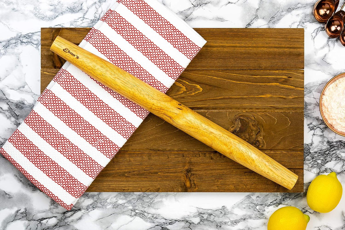 French Rolling Pin – 18 Inch Wooden Dough Roller for Baking Pizza, Pie Crust, Cookies & Pasta | Essential Kitchen Tool & Gift for Bakers, Chefs & Home Cooks