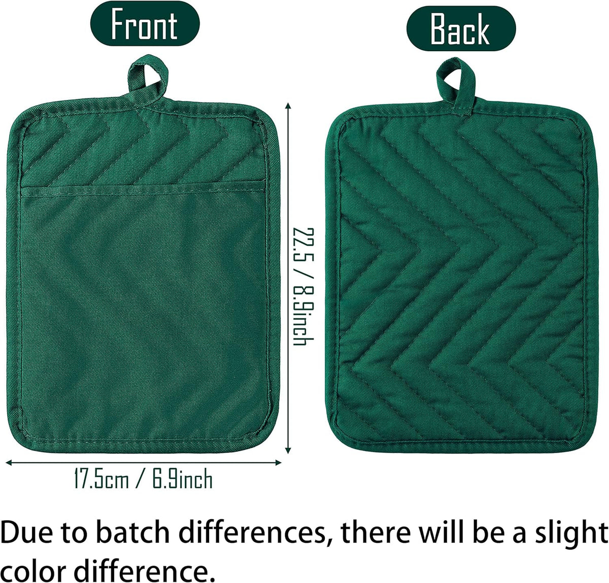 GROBRO7 5Pack Pocket Pot Holders Cotton Heat Resistant Potholder Multipurpose Hot Pads Machine Washable Oven Mitts Heat Pads for Daily Kitchen Baking and Cooking 8.9 x 6.9 in Dark Green